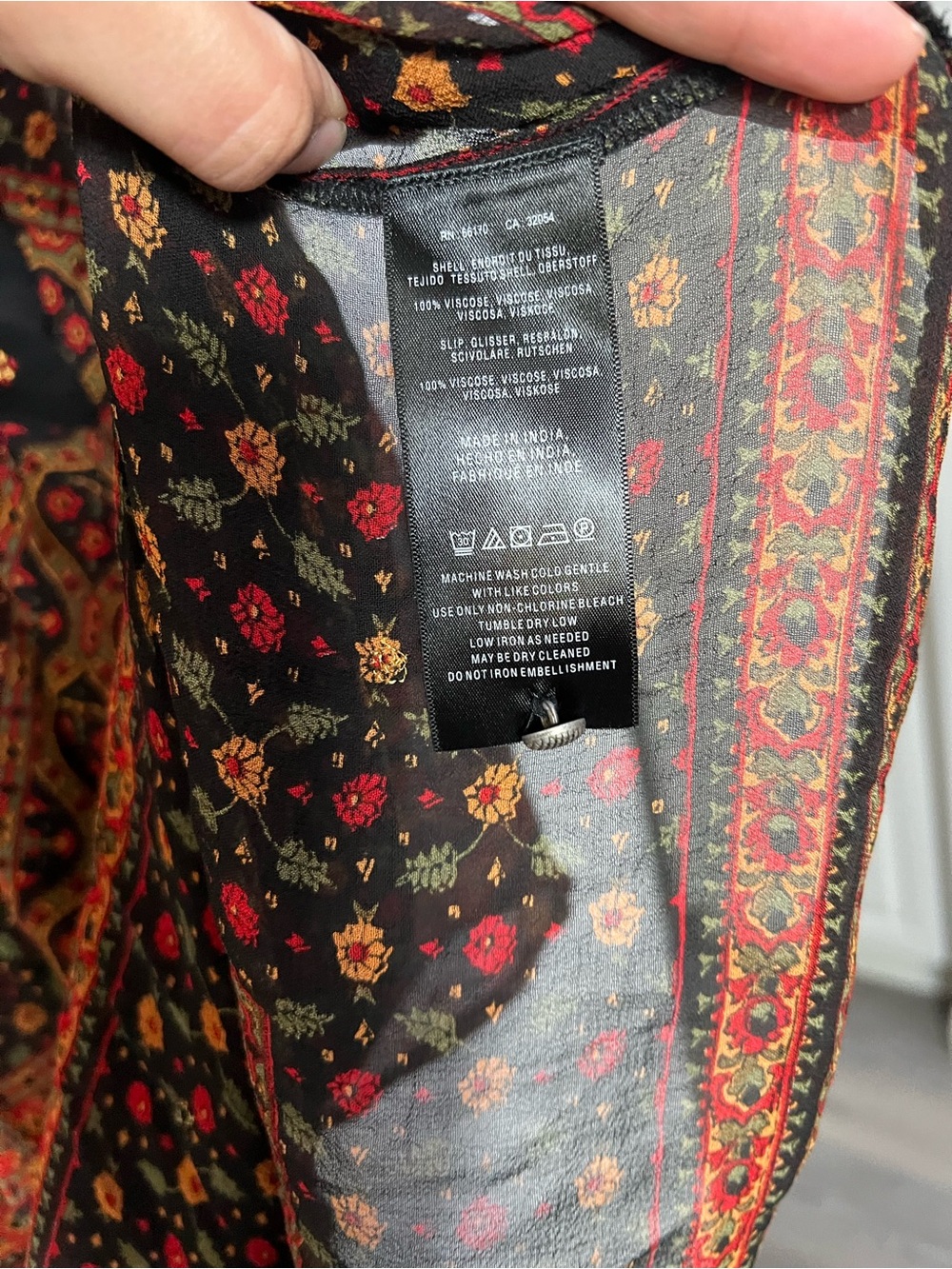 Anthropologie Akemi + Kin Munro Embroidered Beaded Boho Chiffon Dress Xsmall - Picture 5 of 8